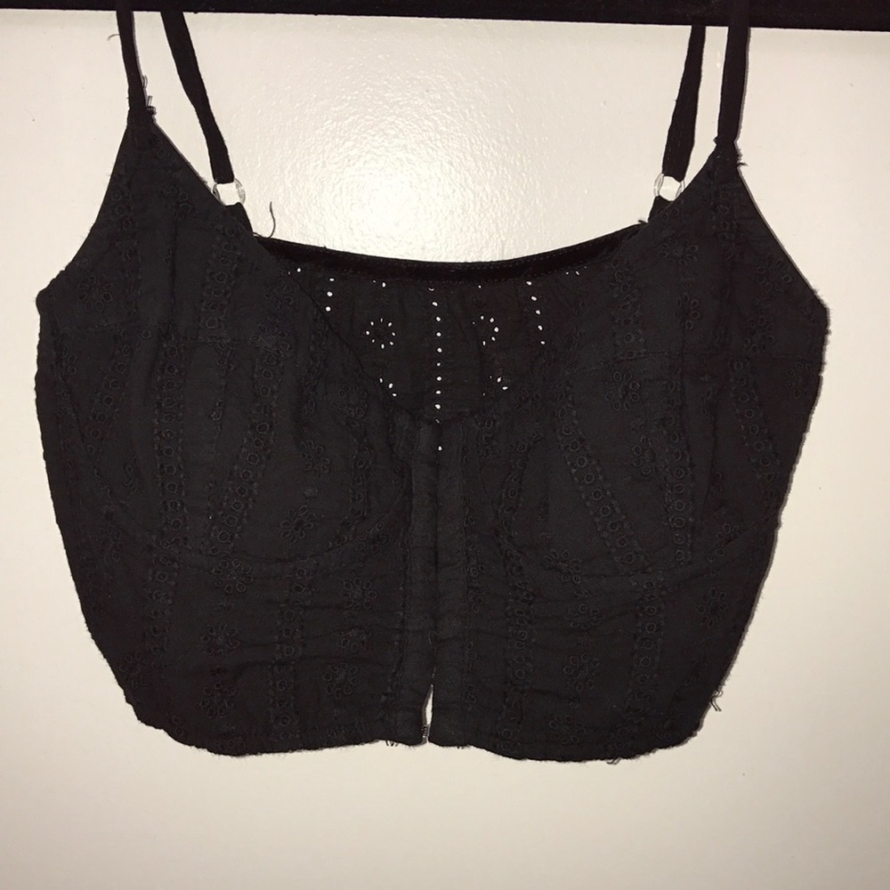 Brandy Melville black eyelet crop top xs s os